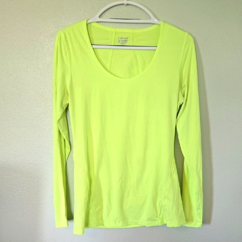 Hind Neon Yellow Long Sleeve Scoop Neck Tee Size Medium